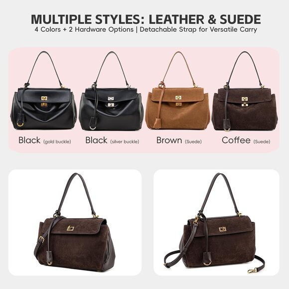 3876 Suede & Leather Tote Bag ,Soft Leather Shoulder Handbags ,Satchel